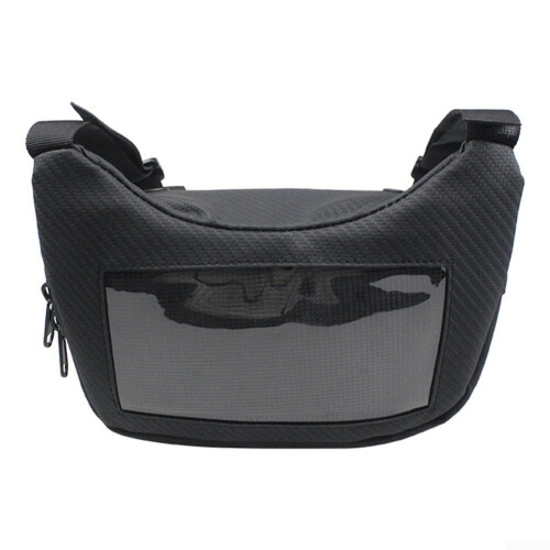 Practical motorcycle rider storage bag with touchscreen access for navigation
