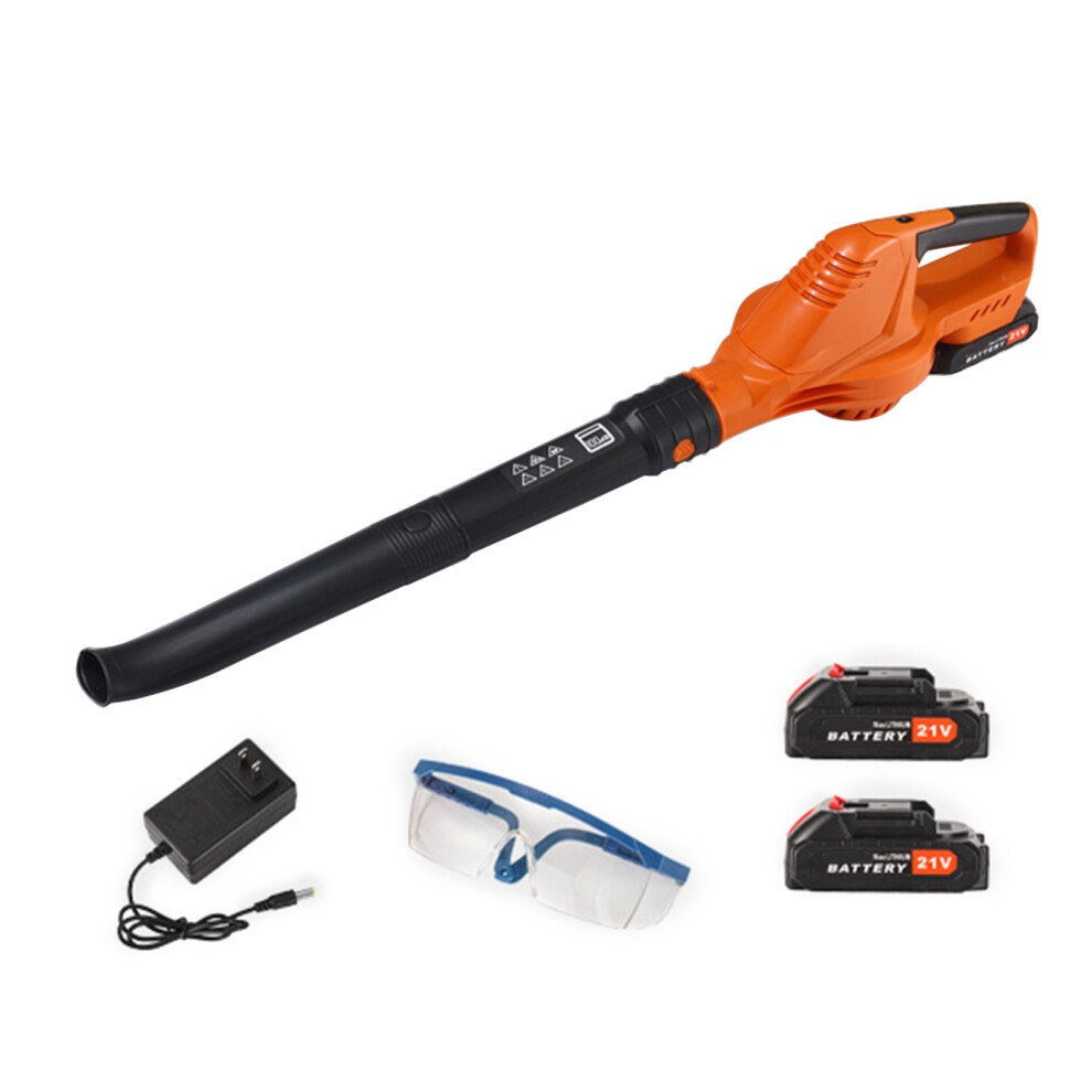 Orange Portable 21V Leaf Blower Cordless For- Two Batteries