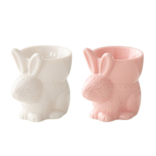Rabbit Shape Eggs Holders Unique Soft Boiled Eggs Cups-Pink 1