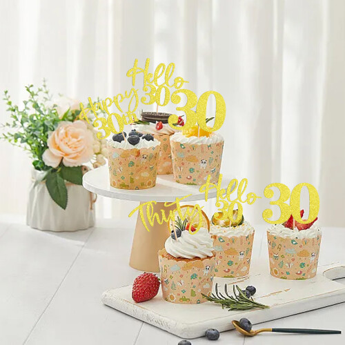 Είδη Εορτασμού, Golden Shimmer Cheers30 Διακοσμητικά για Cupcakes, Οικολογικά Υλικά, Δεν