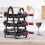 Wooden Iron Wine Rack with Elegant Handle Foldable 3 Tiers Wine 5