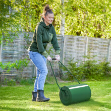 Outsunny 63 L Lawn Roller Large Heavy Duty Metal Sand or Water Filled
