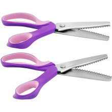 2 Pieces Wavy and Zig Zag Pinking Shears Stainless Steel Handle Professional Dressmaking Scissors Zigzag Fabric Craft Scissors