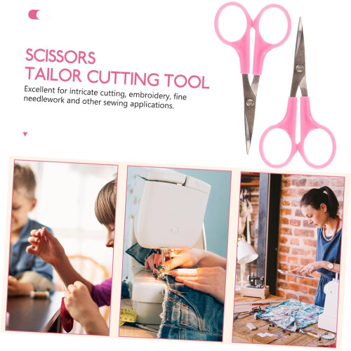 Professional bent scissors for sewing red 5 pieces random color 1
