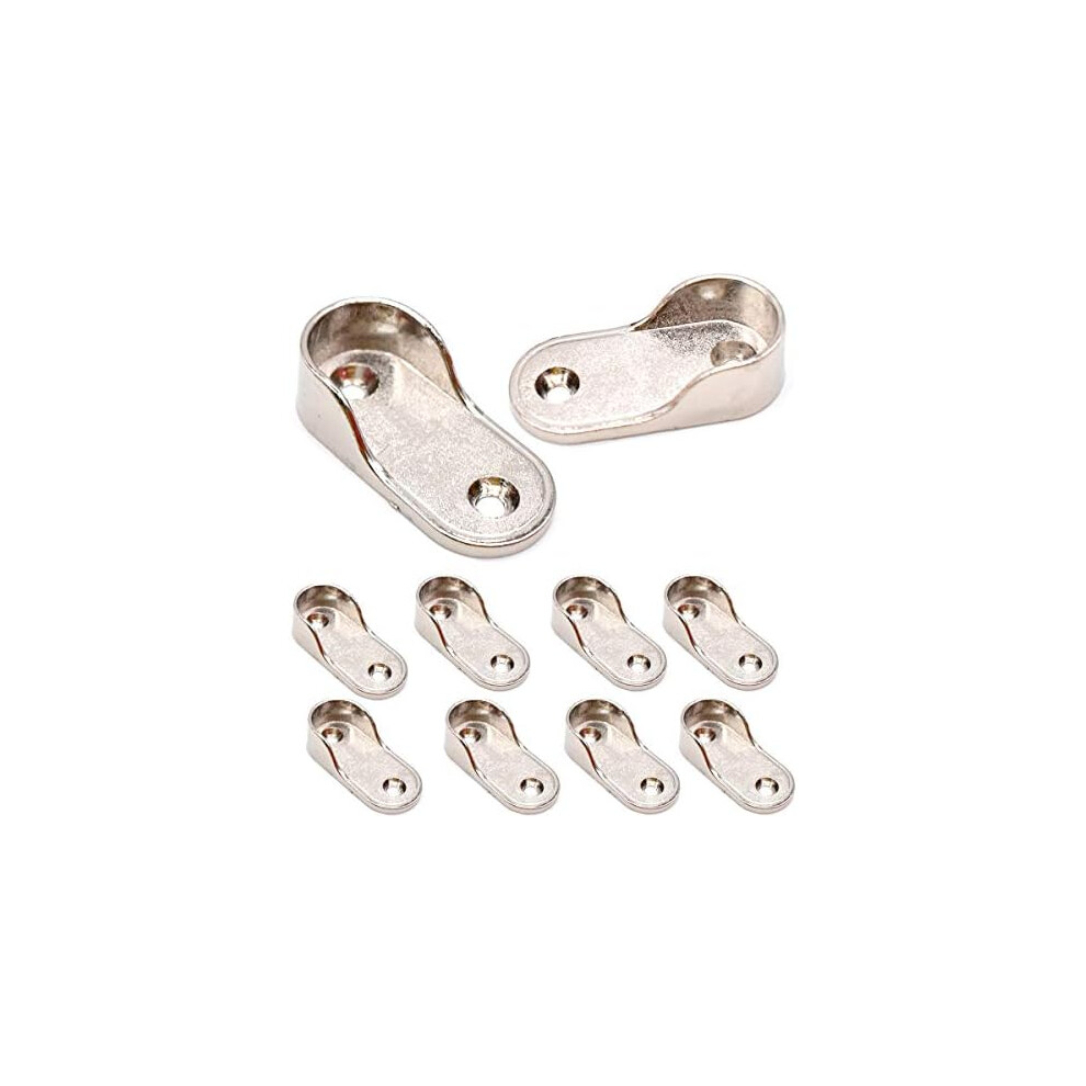 Metal Rod Holder, Oval Closet Rod End Supports With Easy Installation For Heavy-Duty Clothes Rods, Zinc Alloy Wardrobe Bracket With Nickel Plating Sui 9198585905979