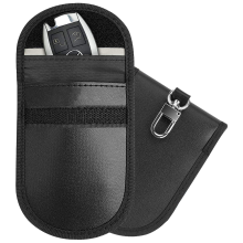 Protetor de chaveiro Faraday, design durável, resistente a arranhões, gancho prático para pendurar, design com 2 bolsos