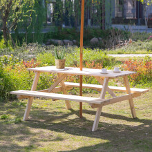 Outsunny 5.8FT Outdoor Wooden Picnic Table Bench Garden Patio Pub Chair 6 Seats