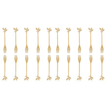 Stainless Steel Leaf Cake Fruit Forks Set 20 Pcs Gold Dessert Tasting Forks For Wedding Party Kitchen