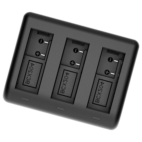 Dreifach-Akkuladestation mit USB-C- und USB-Port-LED-Anzeigen