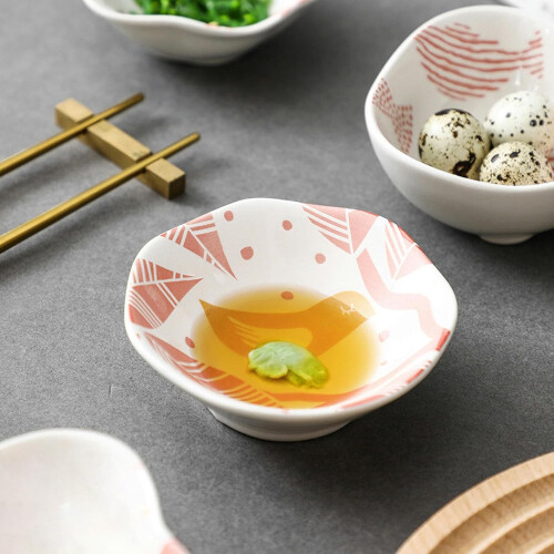 4part Japanese relief, 3D underglaze ceramic tableware, soy sauce small dishes  black multifish 1