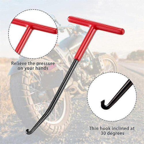 2pcs Exhaust Spring Puller Tool Motorcycle Exhaust Spring Hooks, T Handle Exhaust Spring Hooks Snowmobile Spring Puller 1