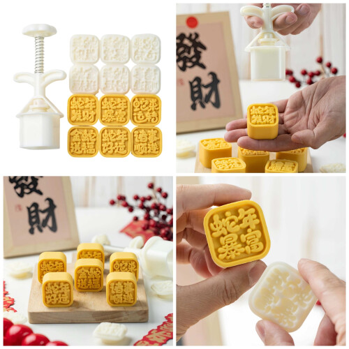 Nieuwjaar Moon Cake Press Mallen Cookie Stamp Moon Cake Maker 1
