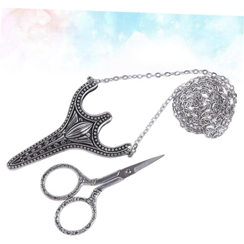 1Pc Retro Scissors Set, Chaining Scissors, Chain Scissors, Household Chain Scissors, Retro Chain Scissors, Robust Chaining Scissors, Silver 1