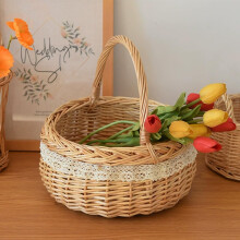Handmade picnic basket, storage basket outdoors, food basket for girls, wedding flower basket, romantic and sweet