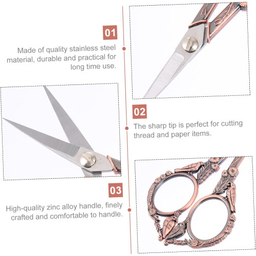 Retro Design Sewing Scissors for Precise Thread and Fabrics for Embroidery Handmade and DIY Projects Compact 1