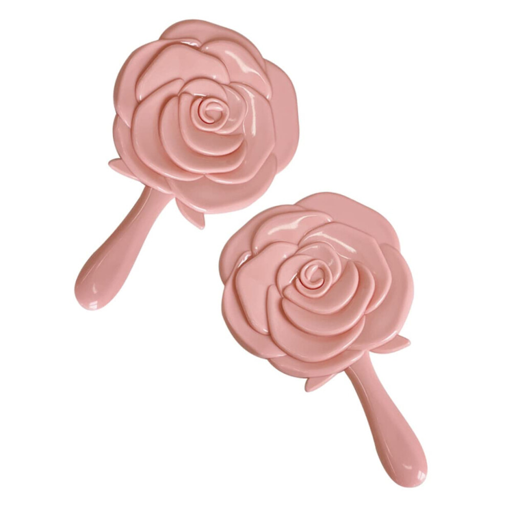 Set of 2 MakeUp with Flowers Travel Cosmetic Mirror Flower Design Mirror Hand Mirror