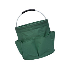 Picnic basket, foldable organizer bag with outer pocket, EVA handle, splashproof basket, large capacity, storage basket dark green