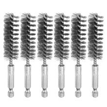 Hole brush 304 stainless steel, 16mm, 10.2cm, with handle, 6mm hex shank, 6pcs