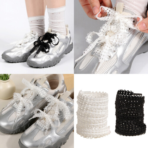 2 Pairs Ballet Themed Shoe Laces Durable Polyester-White 120cm 2