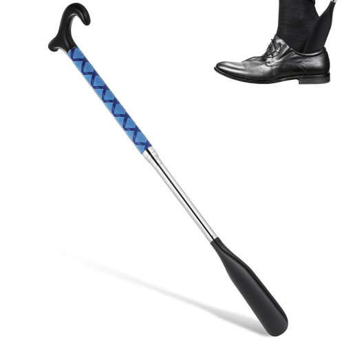 Ergonomic Nonslip Grip Shoe Horn For Elderly Adjustable-Black 2