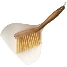 Mini broom dustpan set bamboo handle household cleaning brush wood color