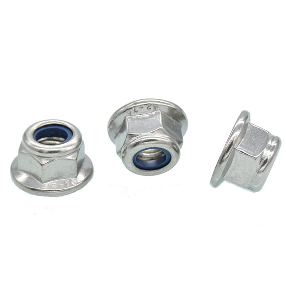 Hexagon Nuts M4 M5 M6 M8 M10 Din6926 304 Stainless Steel Hexagon Flange Nut Hexagon Nylon Lock Nut/M10(5Pcs) 9105992768875