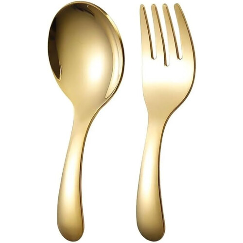 Short Handle Spoon Fork Set 304 Stainless Steel Storage Case Gold Scoop Dessert Fruit Tableware 2