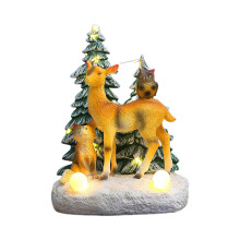 Figura coleccionable de decoración navideña, casa navideña iluminada con decoración versátil para un ambiente festivo, fuente de alimentación