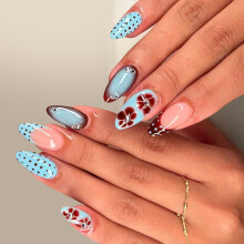 Fashion Press On Nail 24 Pieces French Design With Sparkling