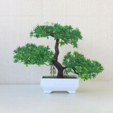 Mini Bonsai Plastic Realistic Welcoming Pine Arrangement For Tabletop And Centerpiece Home And Wedding Decor Green