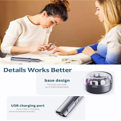 Transportable USB Unguis Drill Machine Quiet Action-Light Grey 1