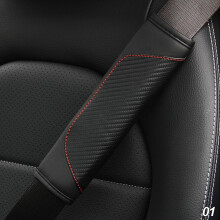 Seat Belt Car Harness Pads Universal Auto Cover Carbon Fiber Leather Crown Shoulder Protection Black