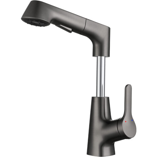Washbasin Tap White Rotating PullOut Type Full Copper Gun Grey Black 1