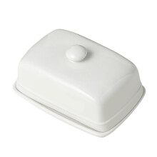 Simple Rectangular Butter Dish Heat Resistant Ceramic-White