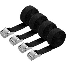 4PCS Lashing Strap, 2M x 20mm Fixing Kit with Tightening Strap Buckle, for Motorcycle, Car, Bike Carrier, Pulling Power: 500 kg/piece (Black)