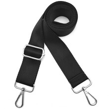 3.8 cm Black Wide Bag Strap, Adjustable Shoulder Strap for Bags, Bag Straps for Changing Shoulder Strap Silver Clip Silver Buckle Width: 3.8 cm