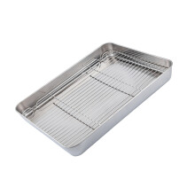 Eenvoudig te reinigen roestvrijstalen pan met roosterset voor-XL