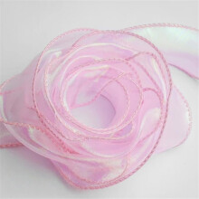 80 Yard Shimmering Chiffon Ribbon 4 Cm Dream Pink Satin Silk Organza Tulle Ribbon Set For Crafts Wedding Gift