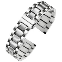 Polished Black Metal Watch Strap Stainless Steel Quick Release 22mm