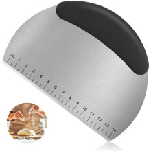 Deegsnijder, roestvrijstalen deegschraper voor nauwkeurig snijden en mengen, houten handvat voor een comfortabele grip, multifunctionele deegsnijder