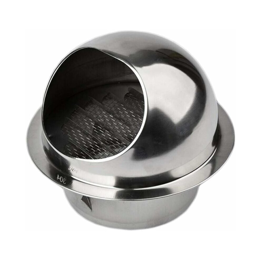 Exhaust Grille, Stainless Steel Vent Cover For Round Air Extractor, Mesh Structure Ensures Wind And Rain Protection, Hemispherical Shape Wall Ventilat 9153484552716