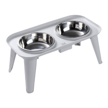Raised Dog Bowl Stainless Feeder Water Dishes for Dog-White L