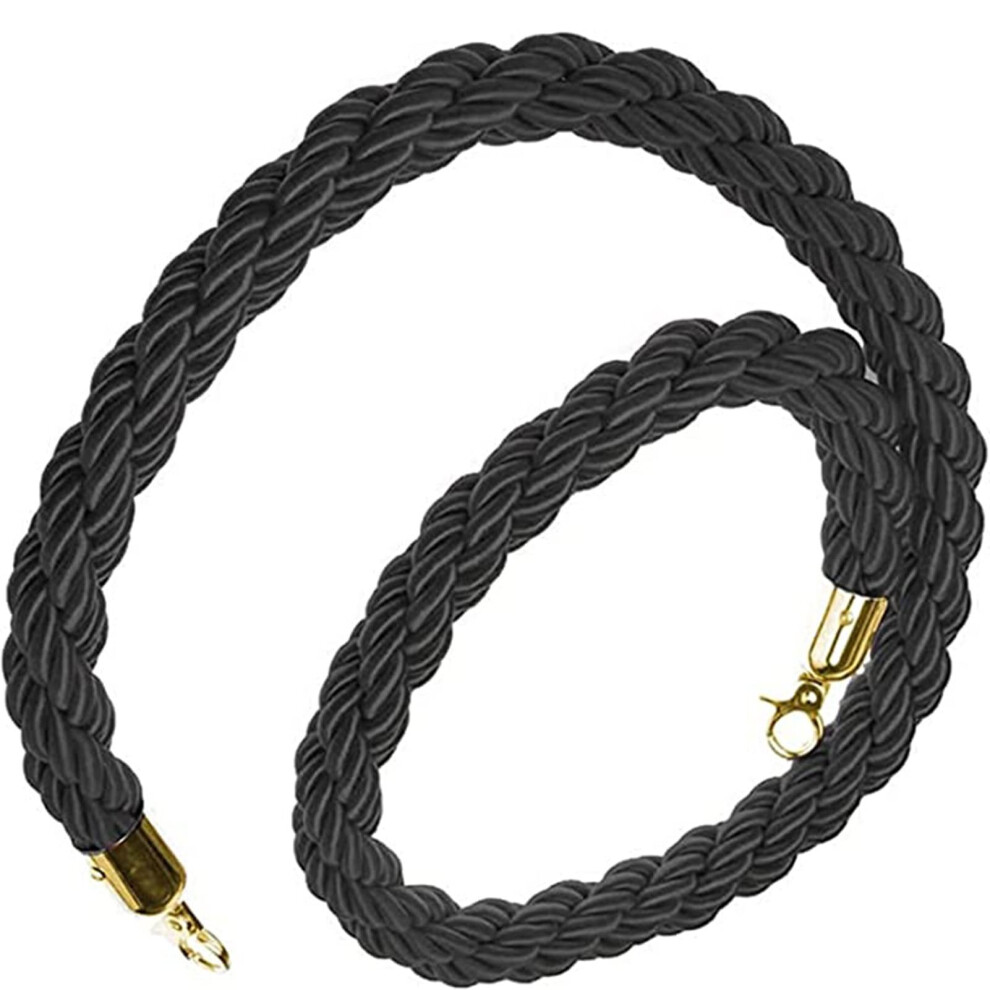 Queue Barrier Rope, Crowd Control Rope For Queues, 3/4/5/8 Feet, Red Crowd Control Rope, Braided/Queue Divider Barrier (Black, 5Ft/155Cm) 9067246269937