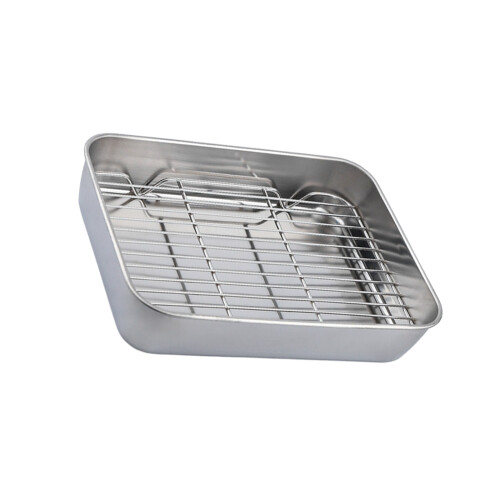 Plat de cuisson professionnel en acier inoxydable avec grille,-M