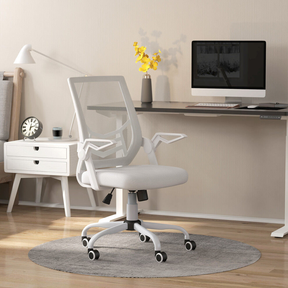 Vinsetto Mesh Swivel Office Chair Task Computer Chair W/ Lumbar Support, White