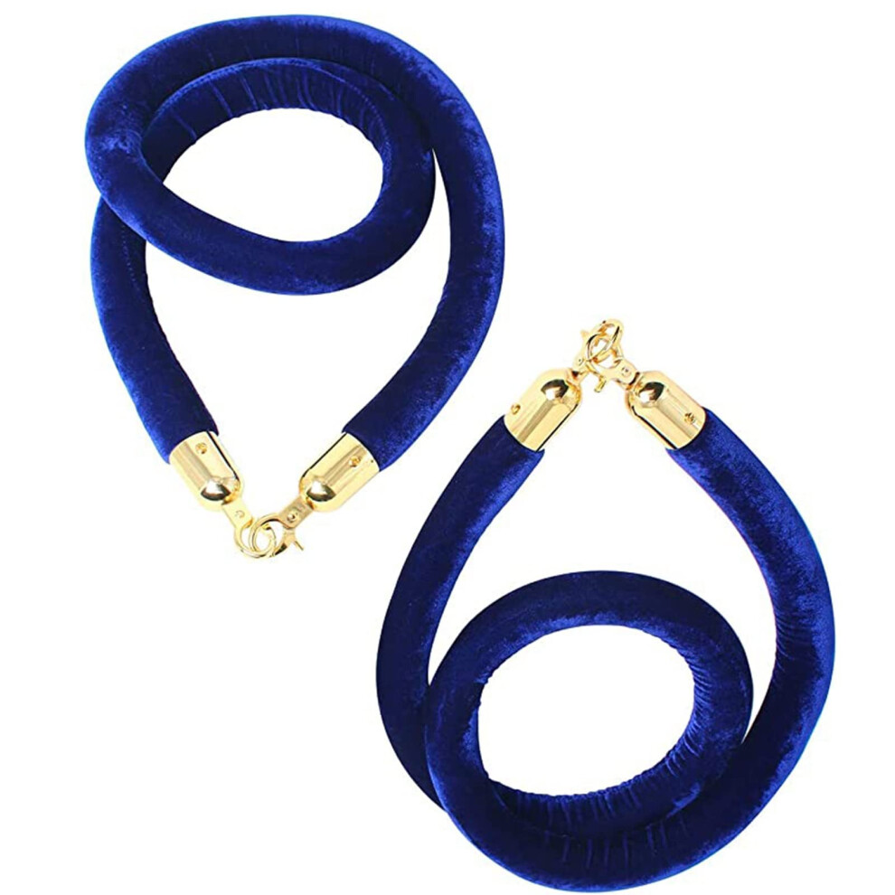 Queue Barrier Rope, Commercial Vip Velvet Barrier Ropes (Blue, 6 Ft/185 Cm) 9067246270278