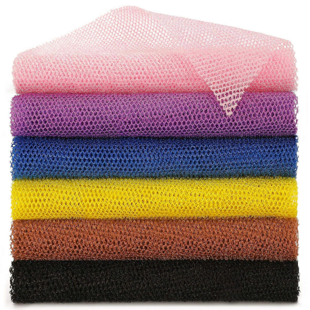6 Pieces African Net Bath Sponge African Exfoliating African Scrubbing Long Net Rag African Wash Net Shower Body Scrubber