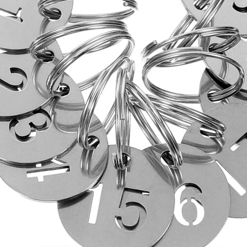 30Pcs Metal Numbered Tags 1-30 - Round Keychain ID Labels 2