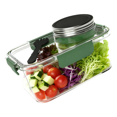 Boîte à salade avec compartiment à vinaigrette, support de