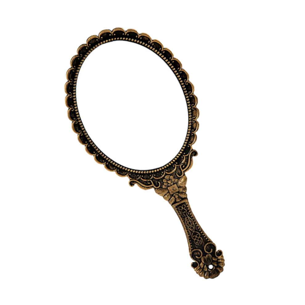 Handheld Vintage Makeup Mirror Oval Cosmetic Mirror Set Handle